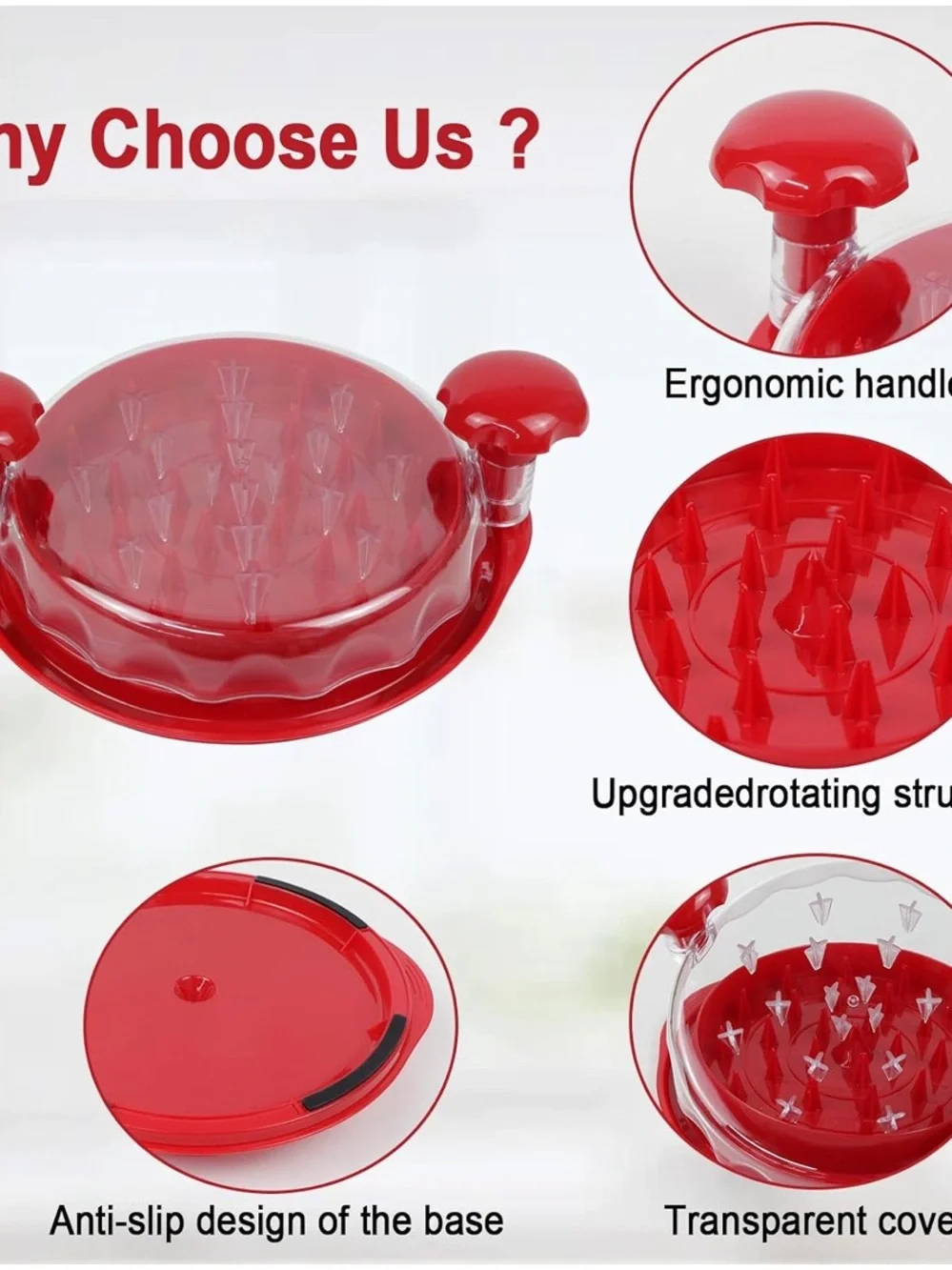 Red Manual Meat/Vegetable Shredder kitchen tool with Clear Cover - Unbranded